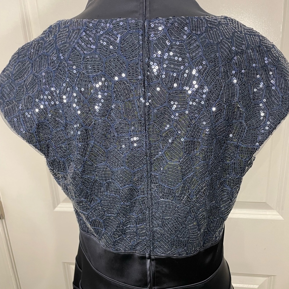 Tadashi Collection Navy Blue Midi Sequins Holiday Cocktail Dress SIZE 8 - Picture 10 of 10